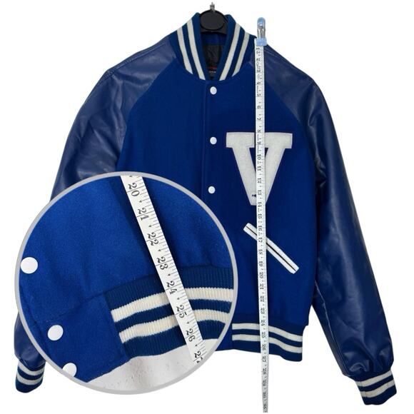 Varsity Jacket Bomber S Blue/White Melton Wool Letterman V Cheerleader Megaphone - Picture 9 of 11